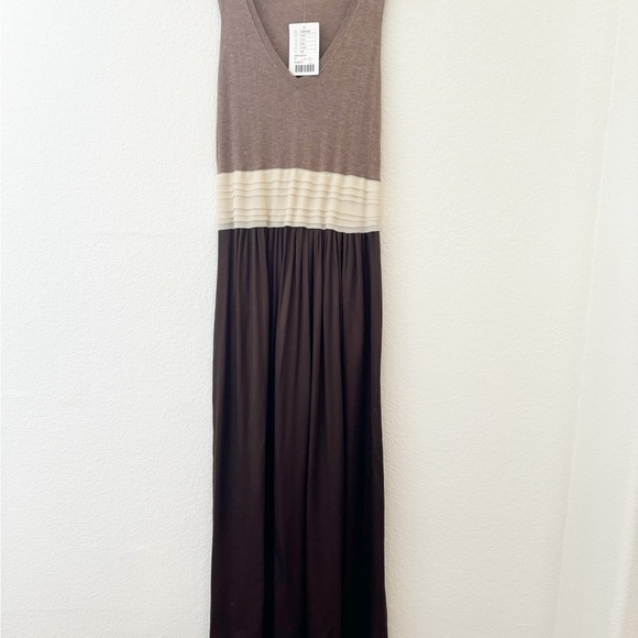 Anthropologie Left of Center multi brown toned maxi dress NWT Size Medium - Picture 1 of 7